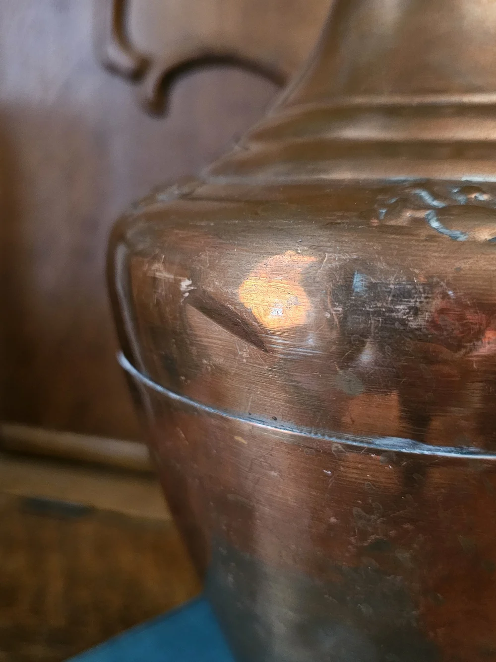Vintage Hand Hammered Copper Vase M. Kamp Bursa Turkey 10